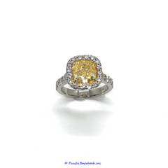 Platinum and 18k Yellow Gold Ladies Fancy Intense Yellow Diamond Ring