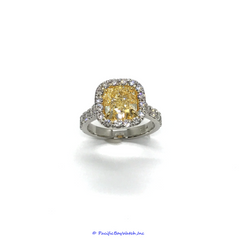 Platinum Ladies Fancy Intense Yellow Diamond Ring