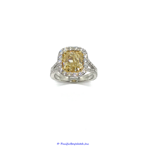 Platinum and 18k Yellow Gold Ladies Fancy Intense Yellow Diamond Ring