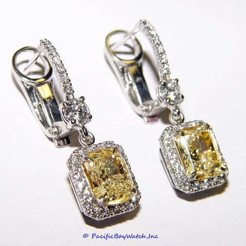 18k White and Yellow Gold Earrings with Fancy Yellow Diamonds