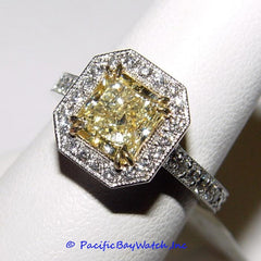 18K White Gold Ladies Fancy Yellow Diamond Ring