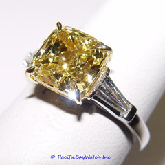 Platinum and 18k Yellow Gold Ladies Fancy Intense Yellow Diamond Ring