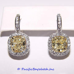 18k White Gold Earrings with Fancy Yellow Diamonds