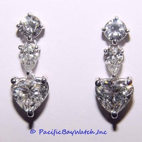 18k White Gold Diamond Dangle Earrings