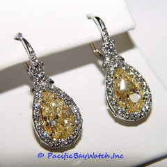 18k White Gold Earrings with Fancy Yellow Diamonds