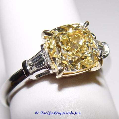 Platinum and 18k Yellow Gold Ladies Fancy Yellow Diamond Ring