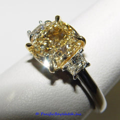 Platinum Ladies Fancy Intense Yellow Diamond Ring