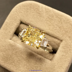 Platinum and 18k Yellow Gold Ladies Fancy Intense Yellow Diamond Ring