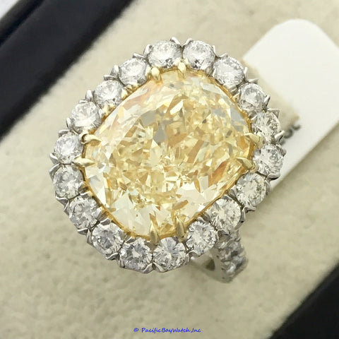 Platinum and 18k Yellow Gold Ladies Fancy Intense Yellow Diamond Ring