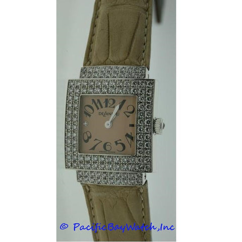 DeLaneau Bali Ladies White Gold Diamond Case Watch